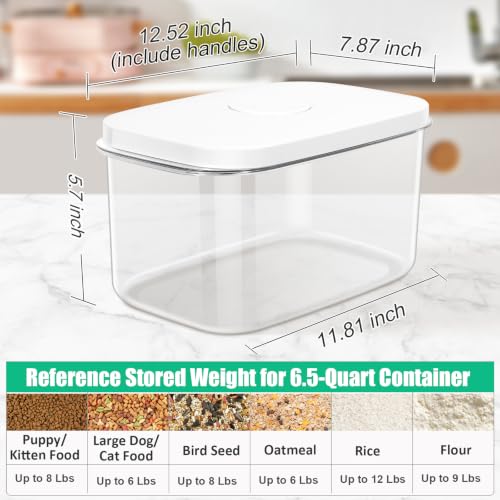 TBMax Dog Cat Food Storage Container 6-8 Lbs with Easy-Carrying Handles, Stackable Pet Food Dog Treat Container with Pop Up Lids, Airtight Food Storage Bin for Kitchen Organization