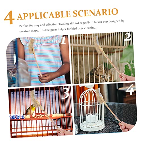 NOLITOY 2sets Bird Cage Cleaning Brush Extra Handle Wire Cleaner for Parrots and Birds Effortlessly Reaches All Corners of Cages - color: Assorted Colorx2pcs, size: 24X3X2CMx2pcs