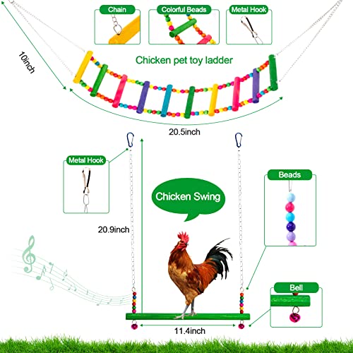 9PCS Chicken Toys for Coop Accessories - Chicken Xylophone Toy, Chicken Mirror, Chicken Ladder Bridge, Coop Swing, Vegetable Hanging Chicken Feeder, Chewing Foraging Toys, Gifts for Hens - size: 9pcs