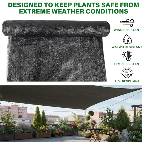winemana 120x6 FT Outdoor Shade Cloth for Garden & Plants - 40% Large Black Mesh Tarp, UV Resistant Woven Shade Fabric for Greenhouse Farm Row Cover Vegetables Sun Protection Poultry Run - size: 40%-6 FT x 120 FT