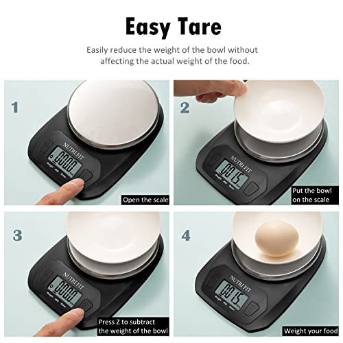 Digital Food Scale Small Kitchen Scales Weight in Grams Oz Black | Stainless Steel Panel, 1g Increment, Max 11lbs, Extra-Small Size, Smart Tare, Cooking Baking Weight Loss, Backlit LCD Display - color: Elegant Black