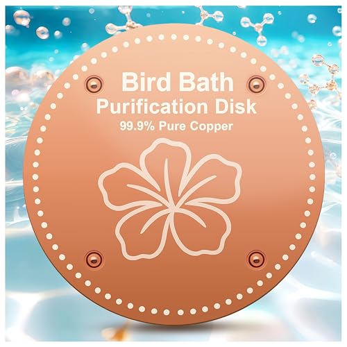 OICEME Bird Bath Purification Disk Pure Copper Outside Winter Solar Power Birdbath Wild Hummingbird Pedestal Fountain Cleaner Humming Feeder Cage Dispenser Heater Ground Safe Garden Lover Women Gift - color: Copper Flower