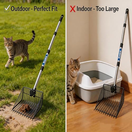 2-in-1 Metal Chicken Poop Scooper & Rake Durable Lightweight Sand Sifting Litter Shovel with Adjustable Long Handle, No-Bend Cleaning Tool for Chicken Coops & Farm Animals & Livestock