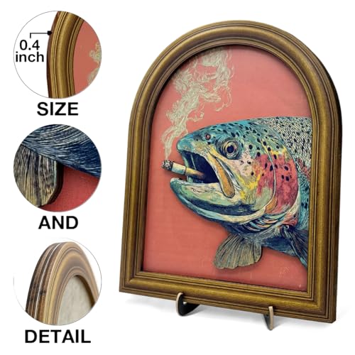 3D Funny Vintage Trout Wall Art Sign Retro Whimsical Man Cave Decor | Whimsical Trout Fish Animal Decor Sign for Home Bar Mancave Desk Wall Shelf Decor 8x10 Inch - color: color-E