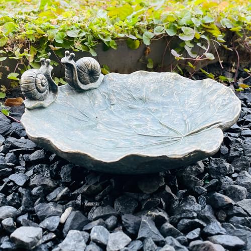 Bird Baths for Outdoors, Resin Birdbath Bowl with Snail Accents, Antique Outdoor Garden Bird Feeder for Outside Yard Lawn or Table Decor - color: Snail Bird Feeder