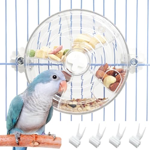 BNOSDM Bird Foraging Toy Creative Feeder Systems with Seed Food Rotating Wheel for Enrichment & Training Parrot Puzzle Toys Ideal for Small and Medium Cockatiel Parakeet ConureWhite - color: White