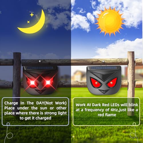 Solar Nocturnal Animal Repeller Outdoor Coyote Deterrent Predator Eyes Animal Deterrent Predator Lights for Chicken Coop, Raccoon, Deer, Skunk, Fox Out of Yard Garden Patio, 4 Pack