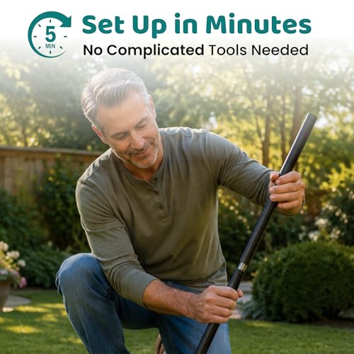 Happy Birdy Bird Feeder Pole - Heavy Duty Outdoor Bird House Pole for Smart Bird Feeder, Hummingbird Feeder, Birdhouse | Adjustable Steel Pole with Ground Stakes, Universal Mount, 5-Min Setup