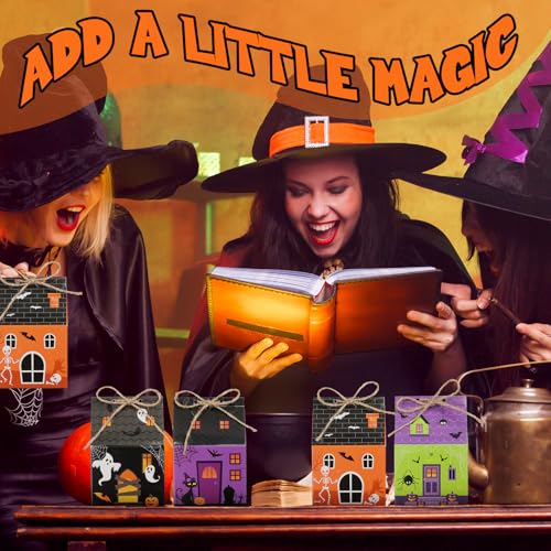Zhanmai 48 Pcs Halloween Candy Treat Boxes Castle House Mini Halloween Party Favor Box Small Paperboard Gift Container for Holiday Party Treat Cookie Goodie Snack Gift Packaging - style: Candy Castle