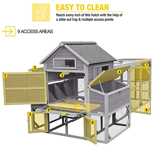 Aivituvin Large Chicken Coop 137" L Hen House Duck Cage for 10-15 Chickens 55ft² with Spacious Run, 6 Nesting Box, 6 Raised Perches - size: 137.0"L x 63.0"W x 62.0"H