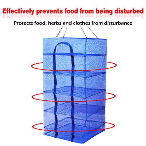 Drying Rack 6 Layers Folding Fish Mesh, Foldable Nylon Netting, Hanging Drying Fish Net, for Shrimp Fish Fruit Vegetables Herb, with Zipper Opening-Blue (37.4X19.6X19.6 in)… - size: 6 Layers