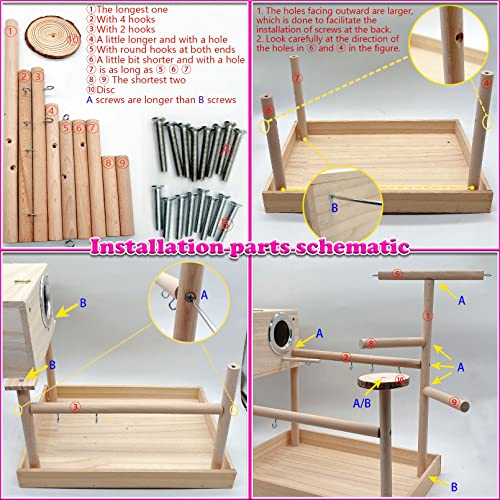 kathson Bird Playground,Parrot Play Stand,Parakeet Play Gym with Breeding Box and Food Cups,Cockatiel Perch Stand with Chewing&Exercise Toys,Birds Playstand for Budgie Conures Lovebirds