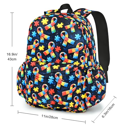Autism Kids Backpack School Backpack Teens Bookbag for Girls Boys Hiking Camping Travel Sports - color: Autism