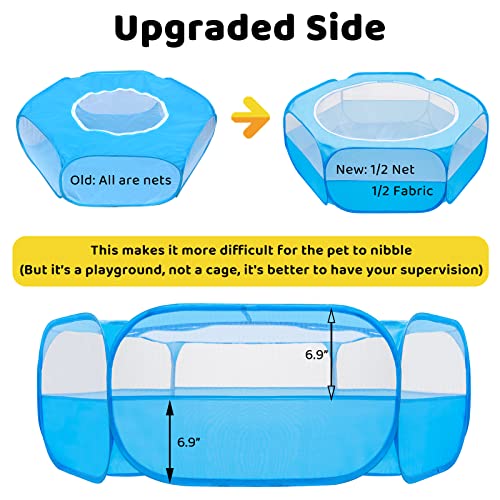 Amakunft Small Animal Pop-Up Playpen with Mesh Cover, 47'' x 23.6'' x 15'' Chicken Brooder Box, Play Pen Indoor Outdoor for Guinea Pigs, Bunny, Rabbits, Ferrets, Chinchillas, Kittens - color: Light Blue