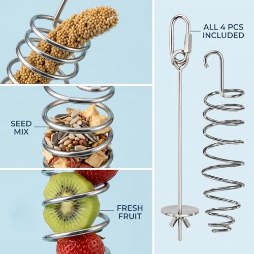 4PCS Millet Holder, Bird Foraging Feeder Set for Small to Medium Birds, Includes 2 Millet Holders and 2 Fruit Forks