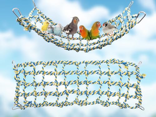 Colorful Bird Rope Net, Rat Climbing Ladder Bridge Toy, Hanging Pet Hammock, Cage Accessories for Small Animals Hamster Parakeets Cockatiels Guinea Pig Chinchilla Ferret - 20 × 7.5 Inch - size: 20 ×7.5 Inch