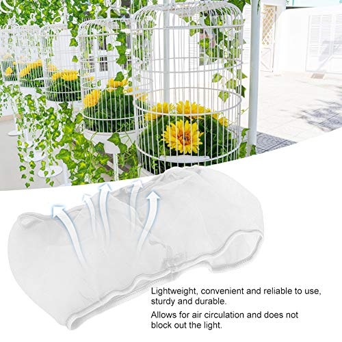 2PCS Bird Cage Cover, Bird Cage Seed Catcher, Adjustable Soft Airy Nylon Mesh Net, Birdcage Cover Skirt Seed Guard for Parrot Parakeet Macaw African Round Square Cages (S) - color: White