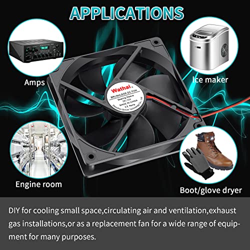 Wathai 120mm 12V 0.45A 2Pin DC Brushless Cooling Fan 12 Volt 120x120x25mm | High CFM 5 inch Exhaust Fan Motor, 3000 RPM DIY 2-Wire Replacement - style: 12V 2Pin 3000RPM