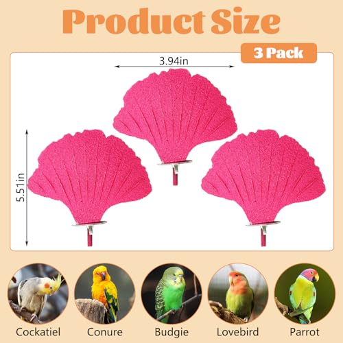 3 Pcs Bird Perch Resin Bird Beak Grinding Stone Leaf Shape Perch Stand Foot Clawing Trimmer Birds Cage Accessories for Cockatiels Conures Budgies Lovebirds (Pink) - color: Pink, size: Ginkgo leaves