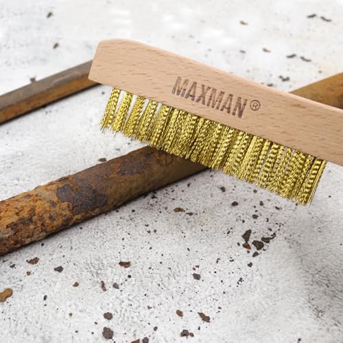 MAXMAN Brass Brush, Soft Brass Bristle Brush, Wire Brushes for Cleaning Metal Rust, Welds with 10" Beechwood Handle, 2 Pcs - style: 2Pcs Soft Brass Bristle Brushes