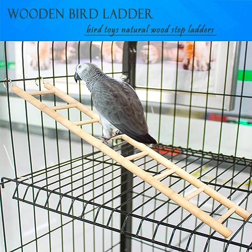 2pcs Birdie Basics Wooden Ladder for Bird Cage Climbing Ladder Toy for Parakeets Parrots Cockatoo (6 Step & 8 Step)