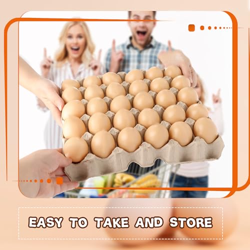 24 Pcs 30-Cell Pulp Egg Flat Cartons Biodegradable Paper Eggs Crates Sturdy Stackable Egg Trays for Kitchen Supermarket Farm Restaurant