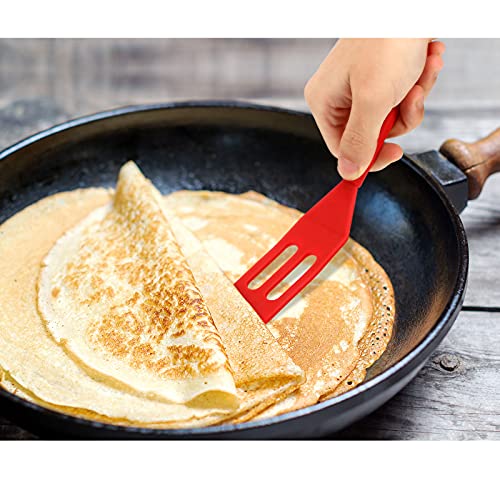 Patelai Mini Silicone Brownie Serving Spatula Flexible Nonstick Serve Turner Heat Resistant Cookie Slotted Spatula for Eggs in Small Frying Pan Cookie Batter Lemon Baked(Black, Red,4 Pieces) - color: Black, Red