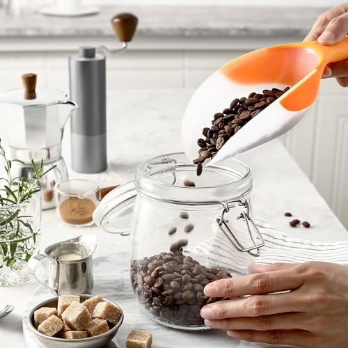 Spring Chef Magnetic Ice Scoop for Freezer, BPA-Free Food Scooper, Mango | Flexi-Plastic Popcorn Scoop with Soft Grip Handle - Dishwasher Safe Ice Scooper - Food Scooper for Flour, Grains, Pet Food - color: Mango