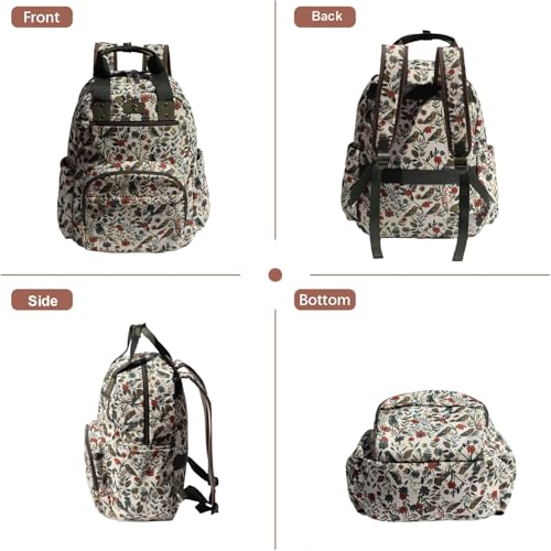 Diaper Bag Backpack Corduroy Multifunction Baby Fashion Travel Pack office Laptop Bag - color: Leaf Bird