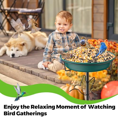 Bird Baths for Outdoors, Detachable Birdbaths for The Garden Clearance, Heavy Duty Freestanding Bird Baths, Bird Bath Bowl Spa & Birdfeeder with 5-Pronged Metal Stake Stand (Green-2) - color: Green-2