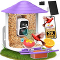 birdsnap® TUC Bird Feeder with Camera Solar Powered 2K Video with 32GB Card | AI Bird Species Identification, Squirrel-Proof, IP65 Waterproof, Outdoor Wireless, 2.4G WiFi, Gift for Mom Dad Bird Lovers - color: Purple