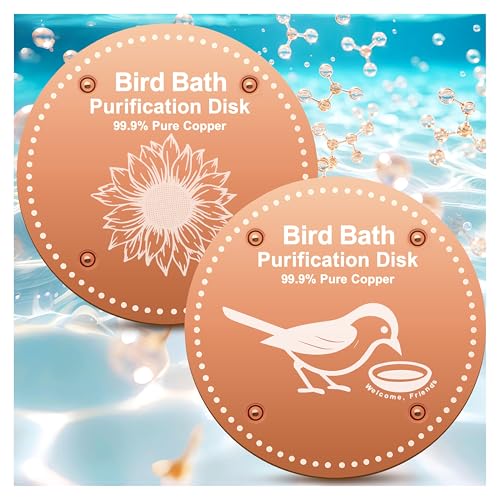 OICEME Bird Bath Purification Disk Pure Copper Outside Winter Solar Power Birdbath Wild Hummingbird Feeder Pedestal Fountain Cleaner Cage Dispenser Bowl Ground Safe Garden Sunflower Bird Gifts - color: Copper 2PCS Sunflower＆Bird
