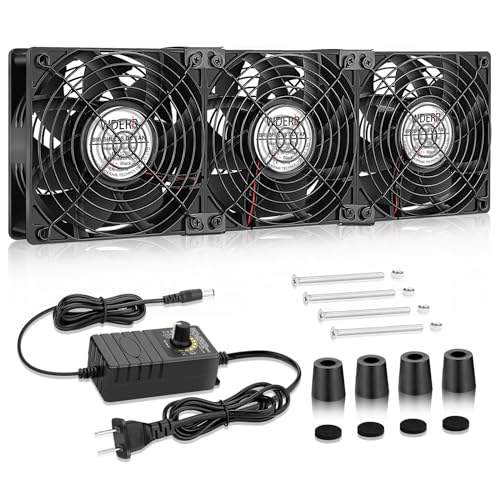 3 x 120mm Big Airflow Computer Fan with AC 110V 120V 220V 240V Controller for Greenhouse Chassis Server CPU Case Mining Rig Cabinet Cooling Ventilation Window Exhaust Project (12038) - style: 12038 X 3