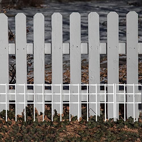 32x10-inch No Dig Animal Barrier Fence, 10 Pack White Dig Protective Fence with 1.5 inch Spike spacing, Dog/Rabbit/Groundhog Underground Defence, for Outdoor Garden Patio - size: 32x10-10P- white