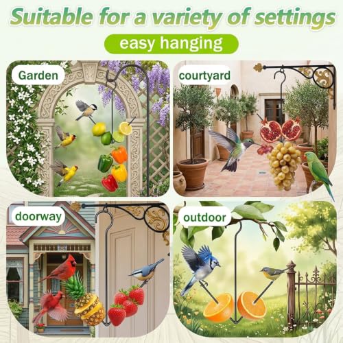 1 Pcs Dual Prong Hanging Bird Feeder, Oriole Feeders for Outdoors Hanging | Fruit Jelly Bird Feeder for Outdoors with Hook, Steel Powder Coated Weather Resistant for Garden Patio