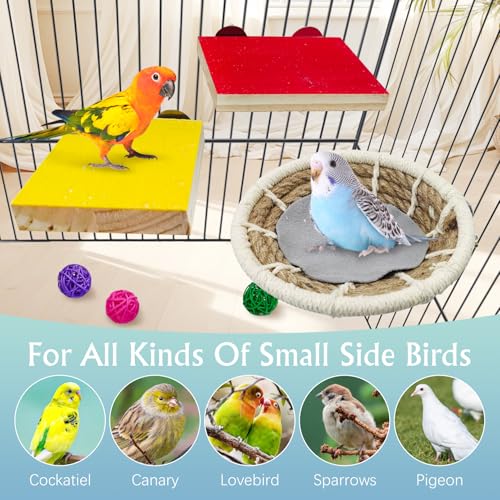 Hamiledyi Bird Breeding Nest, Handmade Hemp Rope Bird Cage House, Bed with Natural Coconut Fiber Parakeet Nest Hatch House for Cockatiel Canary Lovebird Finch and Other Small Birds - color: Brown