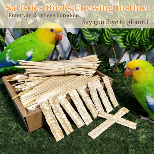 Hamiledyi Natural Bird Toys Foraging Parrot Shredding Toys Wheat Straw Chewing Toy for Cockatiel Lovebird Parakeet Budgie Small-Medium Birds (200 Pieces) - size: 200 pieces