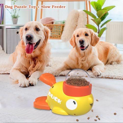 Dog Interactive Treat Dispenser Toy, Food Puzzle Slow Feeder (Yellow) - color: Yellow