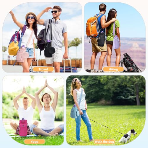 Water Bottle Carrier bag with Strap Phone Pocket for Walking, Hiking, Cycling - color: 10-Light Blue, size: 32oz-40oz
