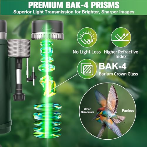 20x55 Binoculars for Adults High Powered,with Phone Adapter | Large View Waterproof Optics with Clear Low Light Vision, Easy Focus for Hunting, Bird Watching, Concerts, Sports - color: Dark green