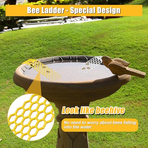 2PCS Floating Bee Ladders, Beehive-Shaped Floating Bee Island for Drinking, Butterfly Bee Waterer Ladder for Bee Watering Station Pool, Wild Bee Bird Bath Feeding Equipment (Yellow, White)