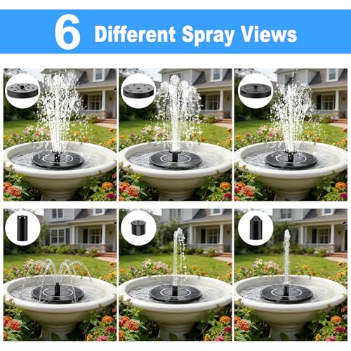 Solar Fountain, Upgraded Bird Bath for Outside Garden Patio Pond | 3.5W Solar Water Fountain Pump, 6 Nozzles 4 Fixed Stakes, No Battery Needed, Easy to Use - color: 3.5w Solar Fountain Pump