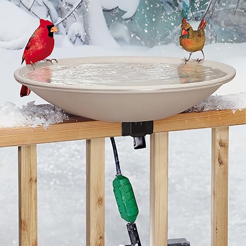 BestNest API 650 Deck Mounted Heated Bird Bath with Outdoor Cord Connector