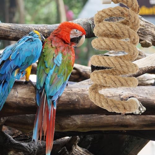 Ipetboom Bird Rope Perch Parrot Rope Toy Climbing Stand with Stable Clips 59.05 in Hanging Swing for Parakeets Lovebirds Cockatiels Bird Cage Accessory