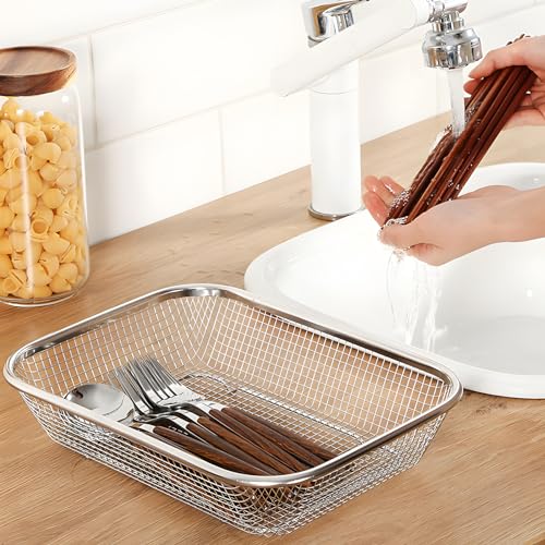 Utensil Drying Rack, 2 Pack Utensils Holder Dishwasher Silverware Basket | Compact Dish Rack, Kitchen Counter Drainer, Chopsticks, Spoons, Forks, Knifes Drainer Organizer - size: 2pcs Medium