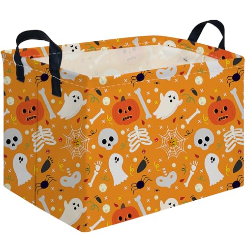 Rectangular Halloween Basket,Trick or Treat Basket for Boys and Girls,Waterproof collapsible storage box,Halloween Decor,Gift box(Pumpkin Halloween) - color: Pumpkin Halloween