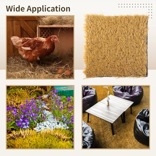 12 Pack Chicken Nesting Pads, 12”x12” Artificial Turf Mats for Nesting Box, Washable Coop Bedding for Hens & Small Pets