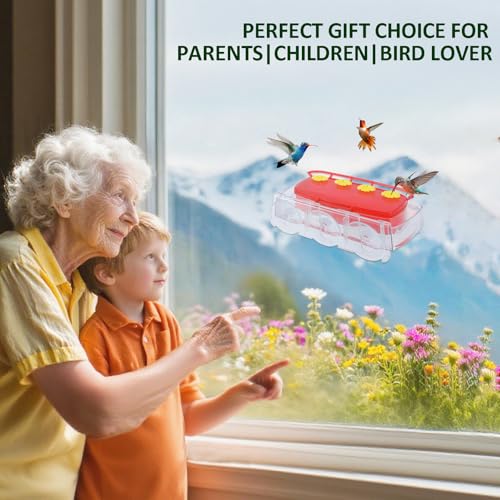 Window Hummingbird Feeder with Strong Suction Cup, Plastic Hummingbird Feeders for Outdoors, Built-in Moat,Easy to Clean and Refil (10oz) (1, Purple) - color: Purple, size: 1 Pack