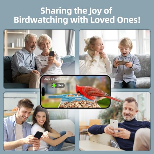 Bird Feeder with Camera for Outdoor, INKCKU 2K Solar Powered Bird Watching Camera, AI Identify Birds Species, Auto Capture Videos, Instant Arrival Alerts, Garden Decor, Gift for Mom Dad, Blue