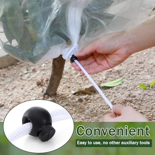 6 Pack Tomato Cage Covers, 18" x 60" Fine Mesh Plant Covers with Zipper & Drawstring, Reusable Garden Netting Protector Against Birds, Insects & Animals for Tomatoes, Peppers, Cucumbers